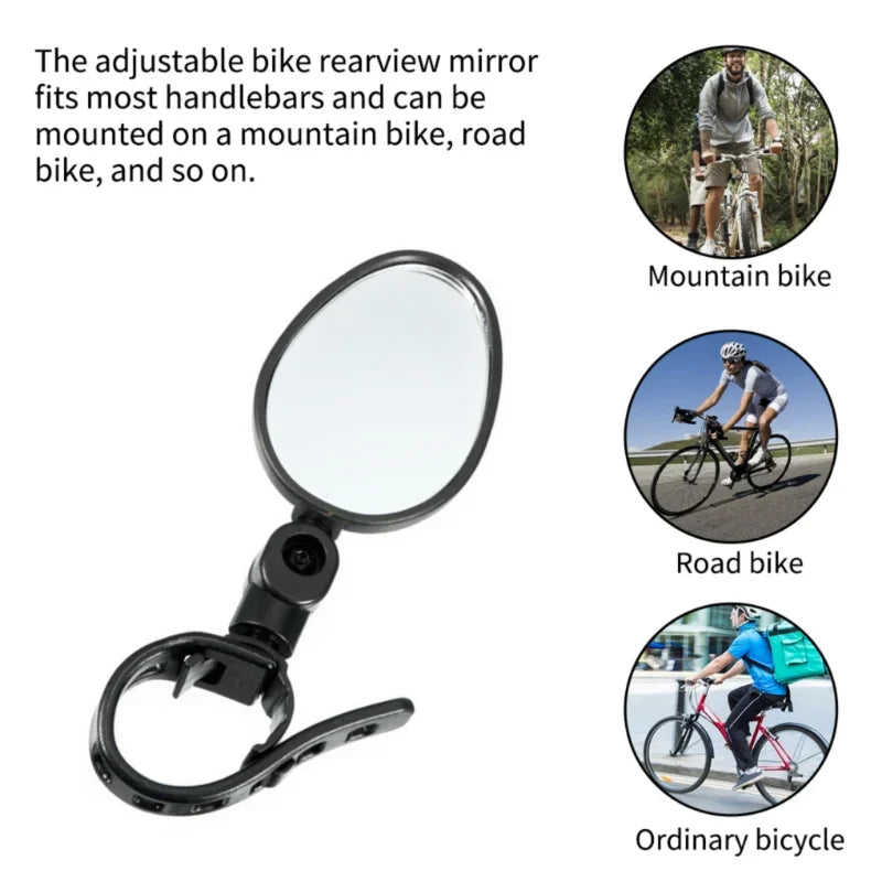 2pcs Adjustable Rotate Bicycle Auxiliary Rearview Mirror Handlebar Mount Wide-Angle Convex Cycling Rear View Mirrors Accessories