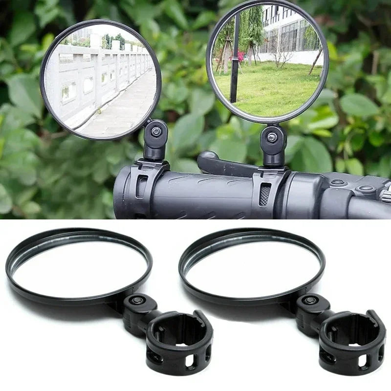 2pcs Adjustable Rotate Bicycle Auxiliary Rearview Mirror Handlebar Mount Wide-Angle Convex Cycling Rear View Mirrors Accessories