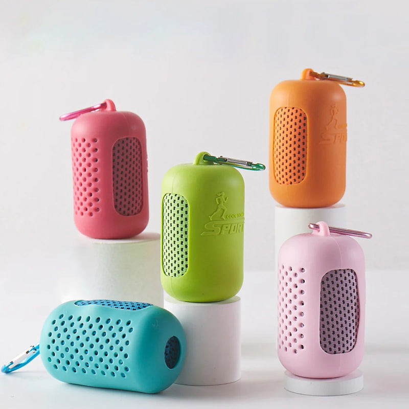 Portable Mini Silica Gel Set Cold Towel Quick Drying Breathable Chilly Sweat Absorption Sports Cooling Towel Running Yoga Gym