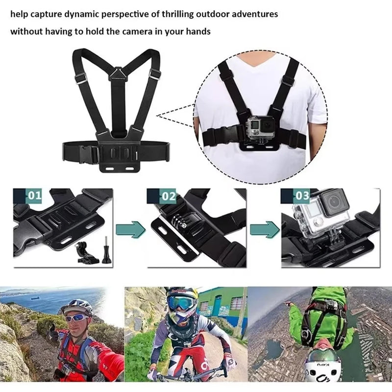 For GoPro Chest Strap Headband J Hook Mount For GoPro Hero 13 12 11 10 9 Insta360 X4 X3 DJI Action 4 3 Action Camera Accessories