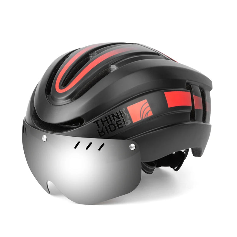 ThinkRider Road MTB Bicycle Helmet LED Light With Magnetic Goggles and Taillight 58-62cm for Men Women Safe Riding Equipment